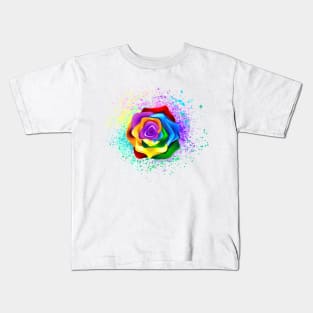 Colorful Rainbow Rose Kids T-Shirt